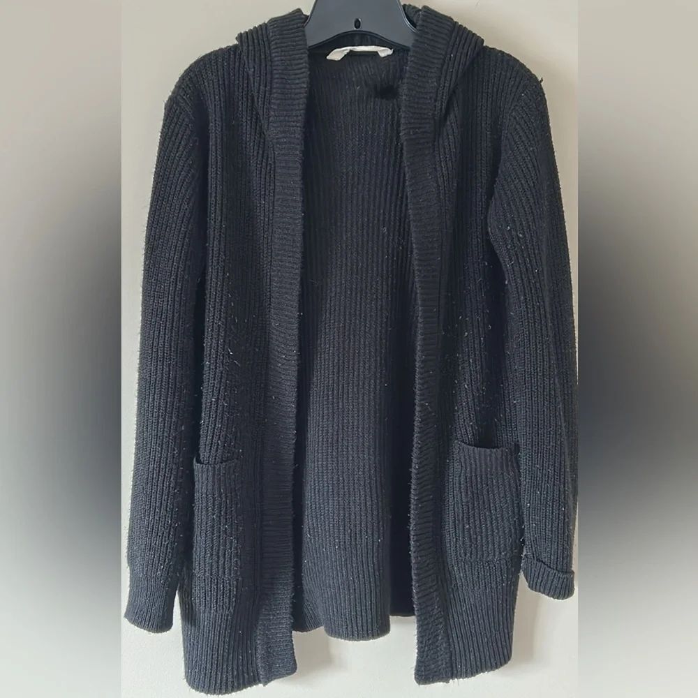 Elegant Black Hooded Cardigan for Women